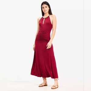 LOFT Ruched Midi Halter Dress, Size 0